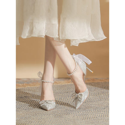 Silver High Heels Rites Crystal Stiletto Heel