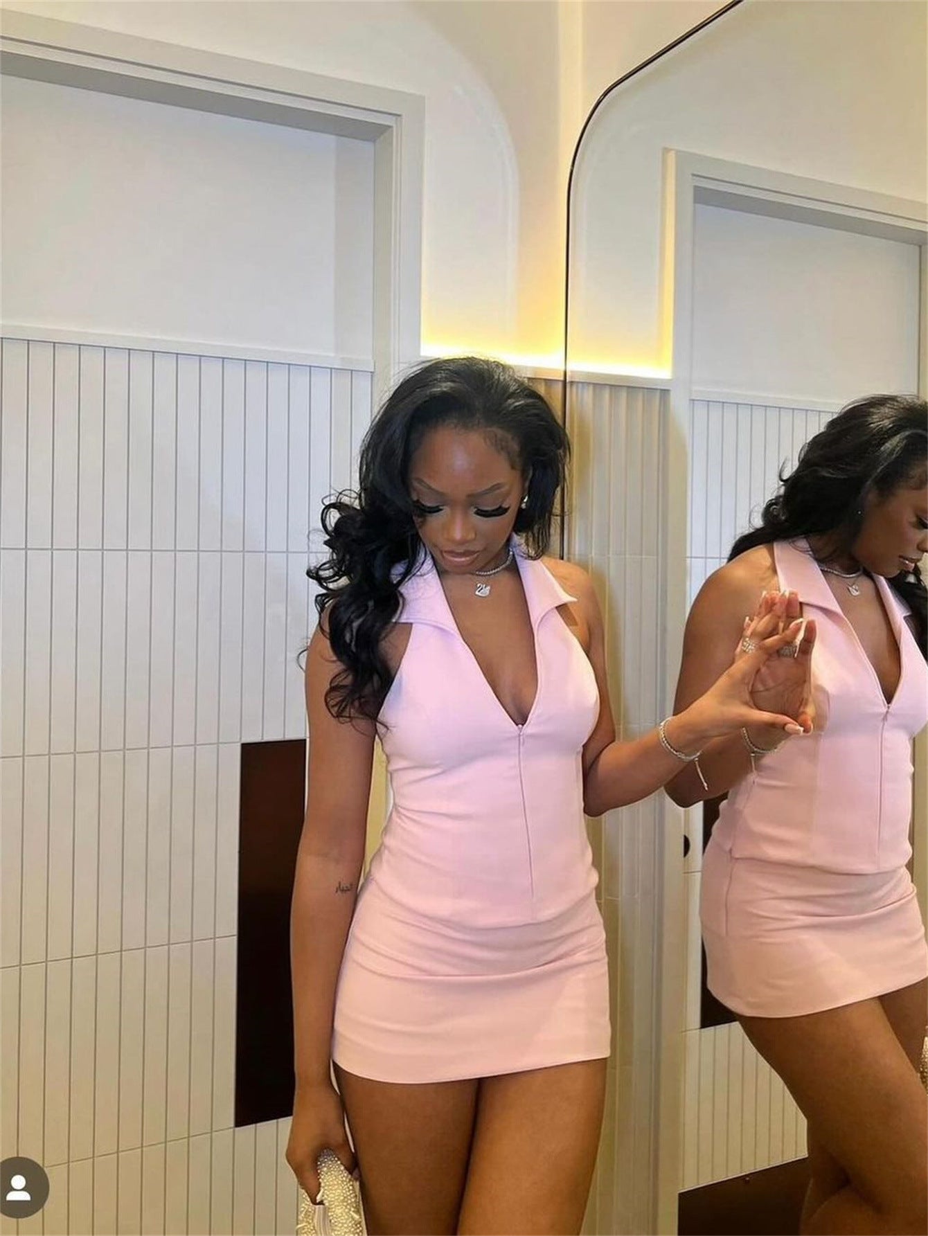 Zip-front Lapel-neck Short Vest And Shorts Set