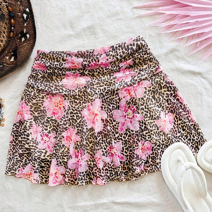 Women's Leopard Print Skirt Vacation Style
