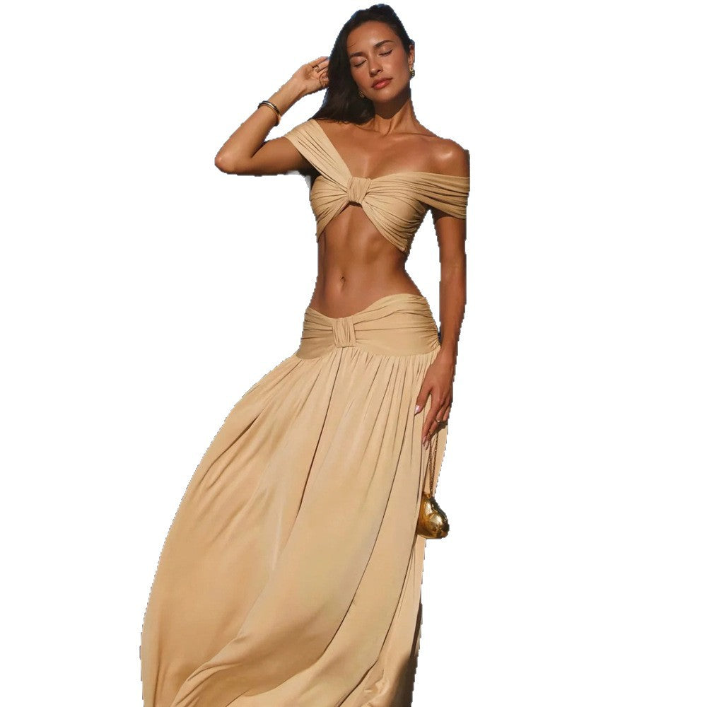 Sexy Crop Top And Maxi Skirt Set