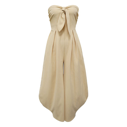 Women's Chest Wrap Collar Solid Color Jumpsuit