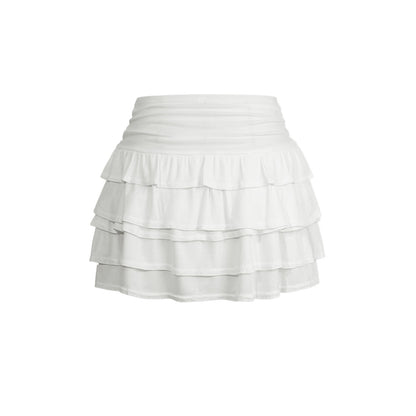 Bohemian Vacation Style Ruffled High Waist Skirt Skirt