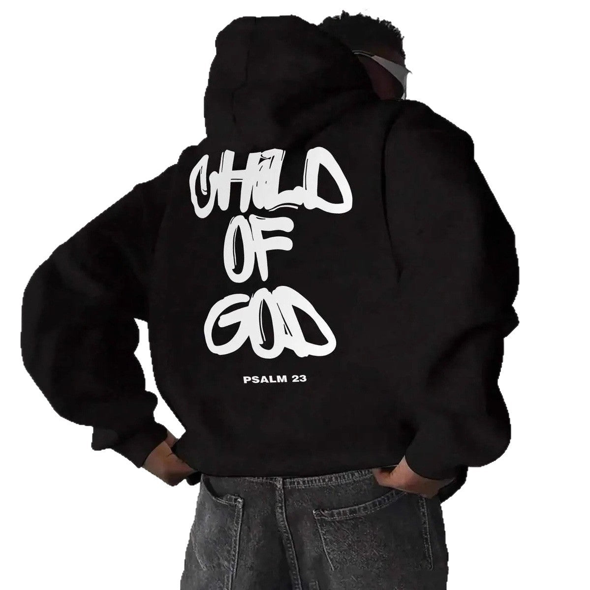 Mens Letter-Print Hoodie With Fleece-Lined Pullover Top