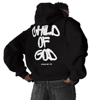 Mens Letter-Print Hoodie With Fleece-Lined Pullover Top