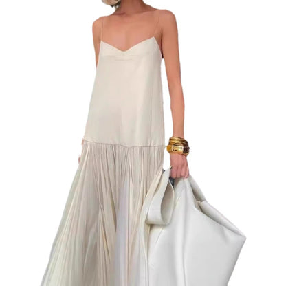 Pleated French Vacation Style Dress