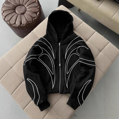 Loose-fitting Trendy Streetwear Hooded Sweatshirt With Embroidery For Women