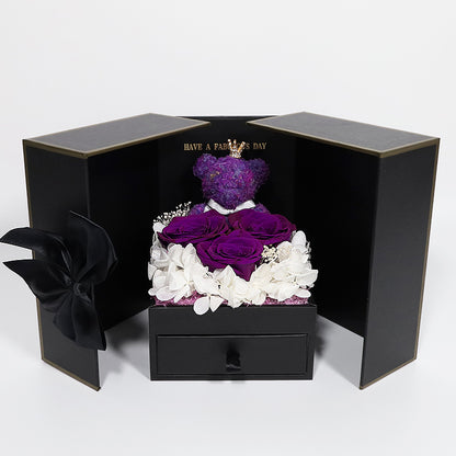 Chinese Valentine's Day Bear Preserved Flower Gift Box