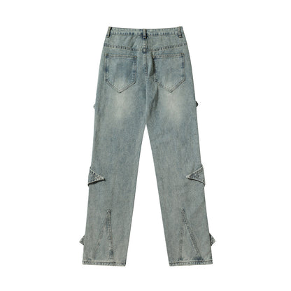 Fashion Rock Stitching Straight Jeans Men