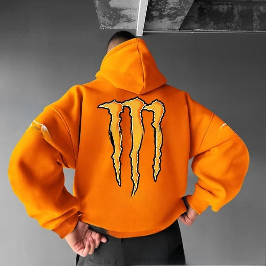 Men's hooded sweatshirt with scratch print