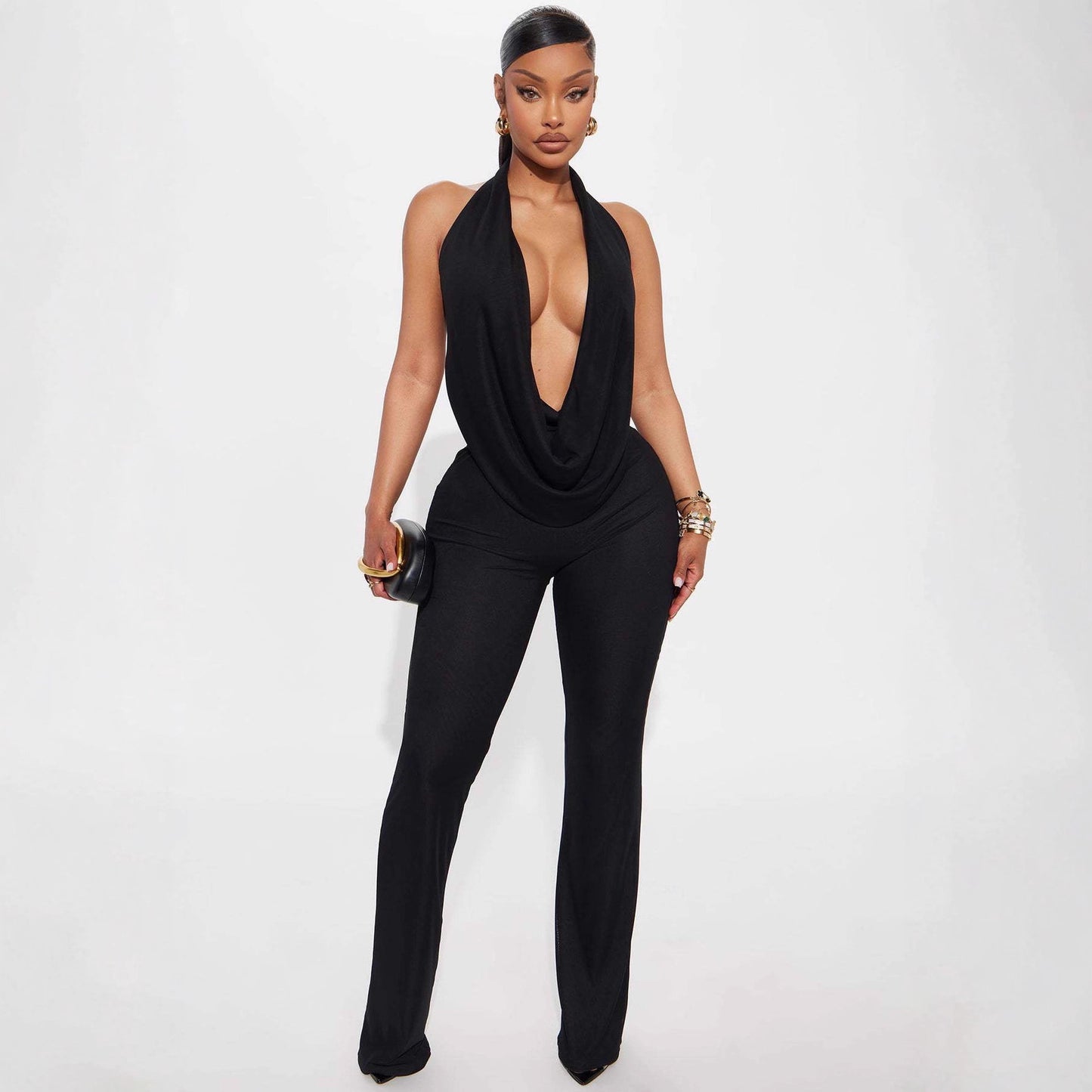 New Women's Clothing Sexy Ethereal Halter-neck Plunging Neckline