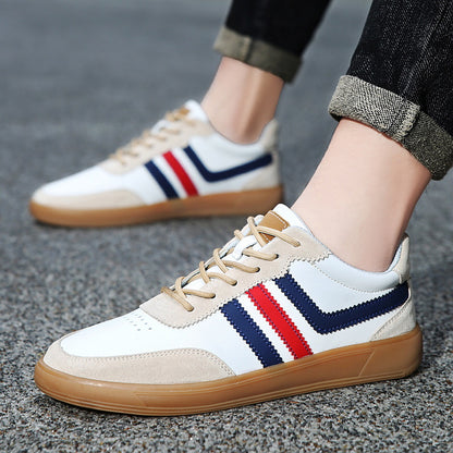 Mens Leather Sneakers With Built-In Height-Boosting Insoles And Tendon-Style Rubber Soles