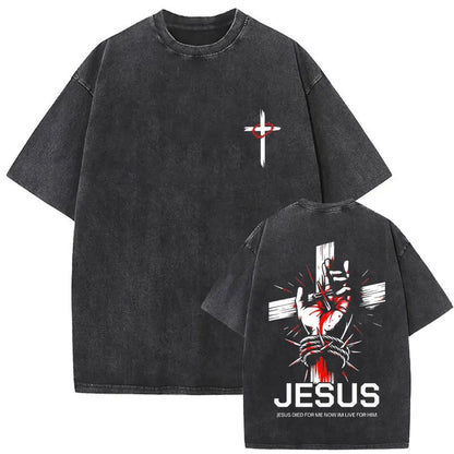 Christian Religious Jesus Forgive Them Father Vintage Washed T-shirt