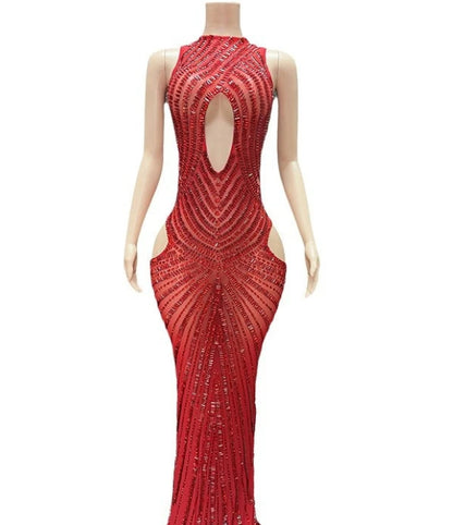 Womens Sexy Mesh Evening Gown