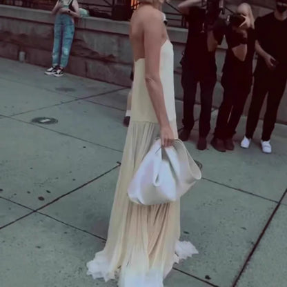 Pleated French Vacation Style Dress