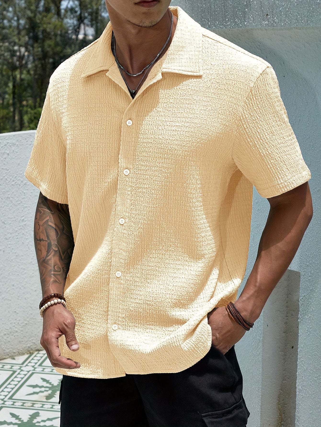 New Lapel Collar Retro Resort Casual Shirt For Men