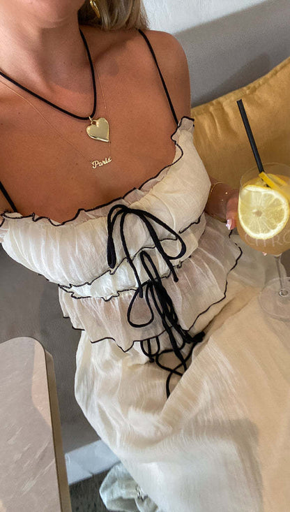 Summer Strappy Bow Sweet Top Skirt Suit