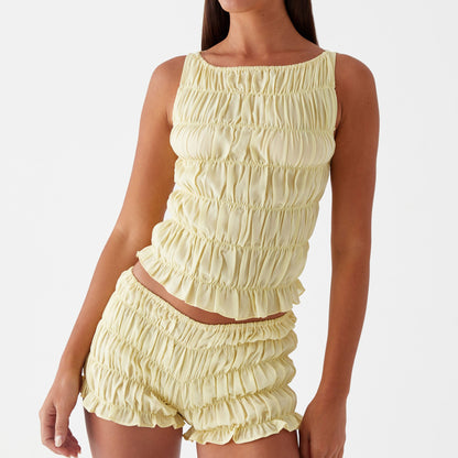 Women's Clothing Vacation Seaside Sleeveless Midriff-baring Suit