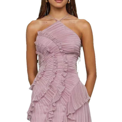 Womens New Fashion Strapless Sexy Backless Slit Tassel Elegant Dress