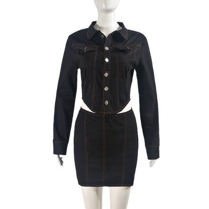 European And American Overall Suit New Short Skirt Two-piece Set Sexy Women Clothing