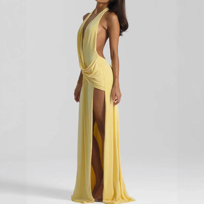 Feminine Solid Color Minimalism And Elegant Ribbon-Trimmed Dress