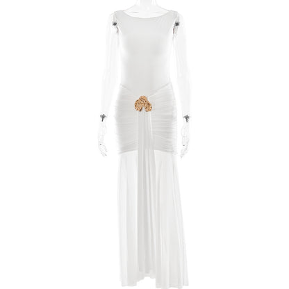 Women's Solid Color Sleeveless Backless Split Waist Dress
