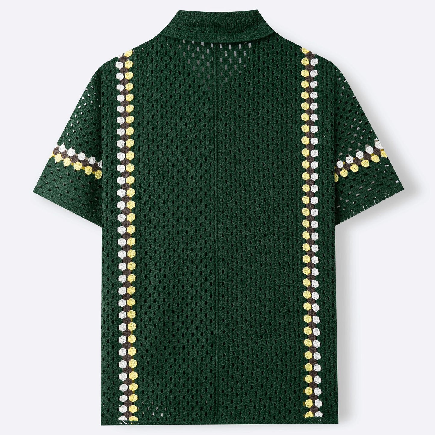 Men's Water-Soluble Crochet Cardigan Polo Shirt
