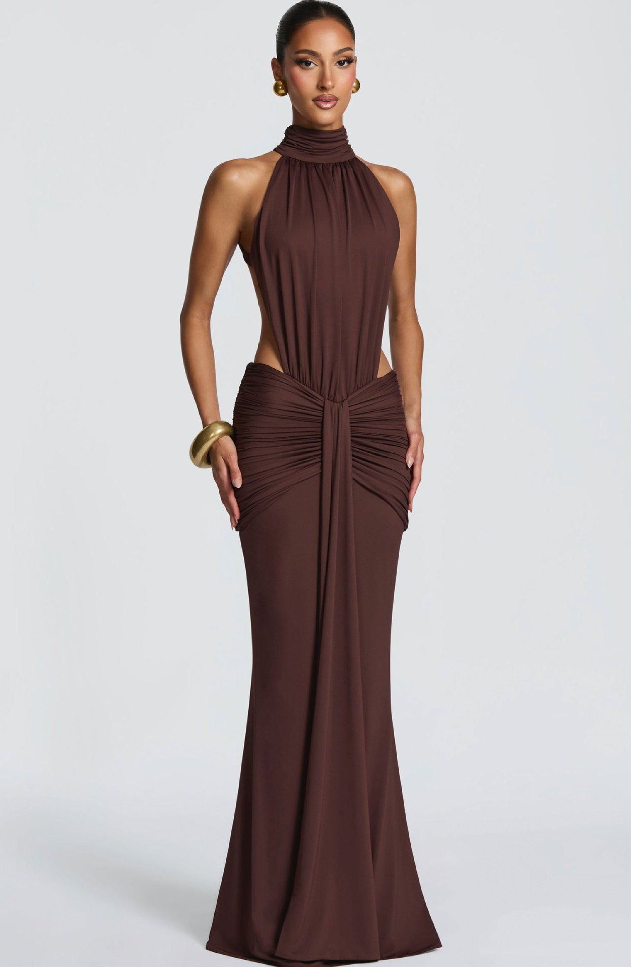 Women's New Halterneck Pleated Slim-Fit Dress