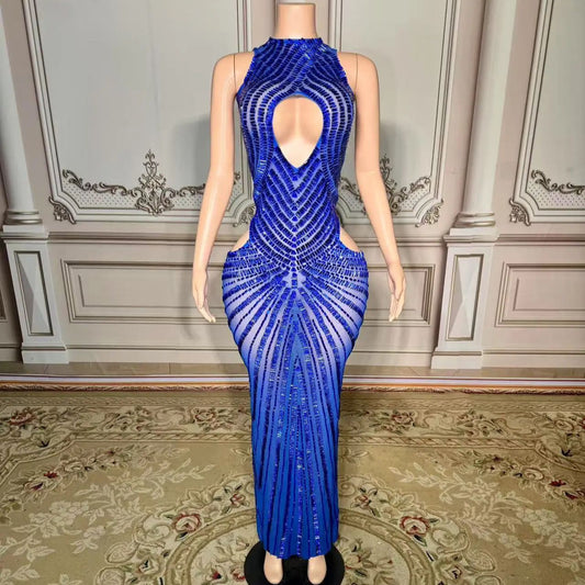Womens Sexy Mesh Evening Gown