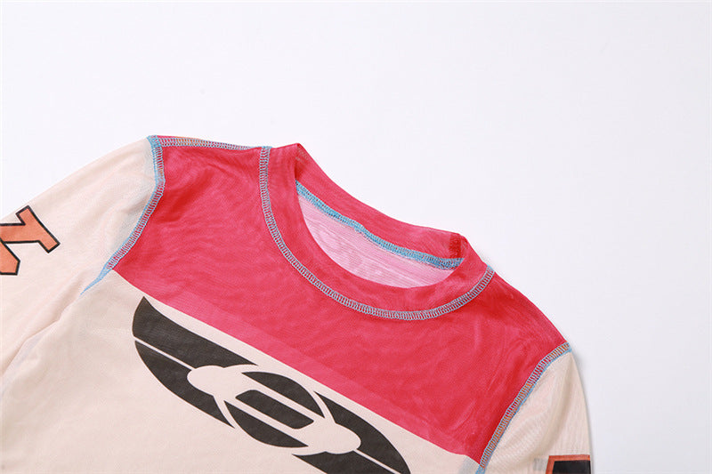 Milk Silk Perspective Digital Print Tight Height Waist Slim Fashion Clothes