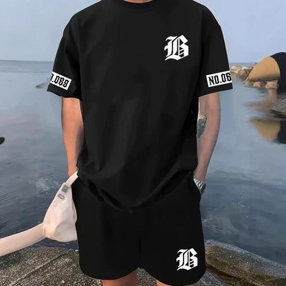 Mens Casual Sport Short-sleeve Set