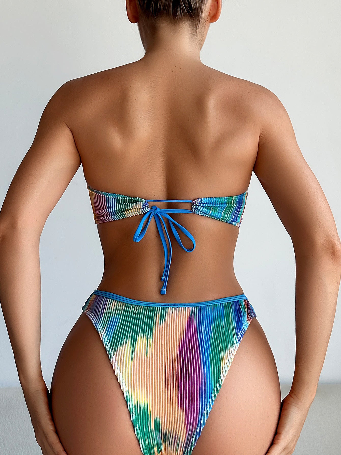 Color Printed Tube Top Bikini