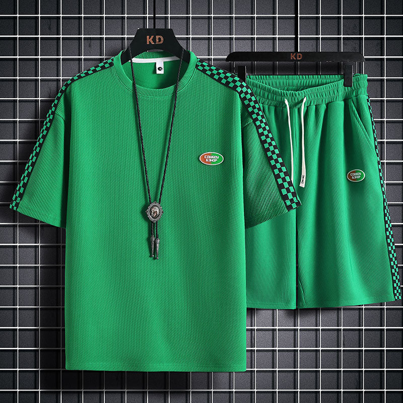Men's New Summer Sports Waffle Casual Suit