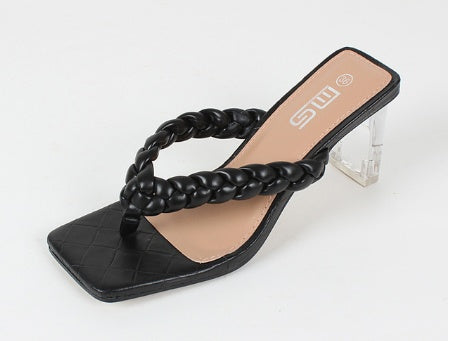 Summer New Style European And American Crystal Heel Comfortable Flip Flops