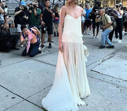 Pleated French Vacation Style Dress