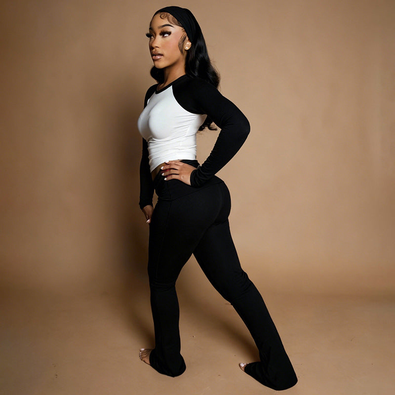Fashionable Long-Sleeve Top And Pants Set For Christmas