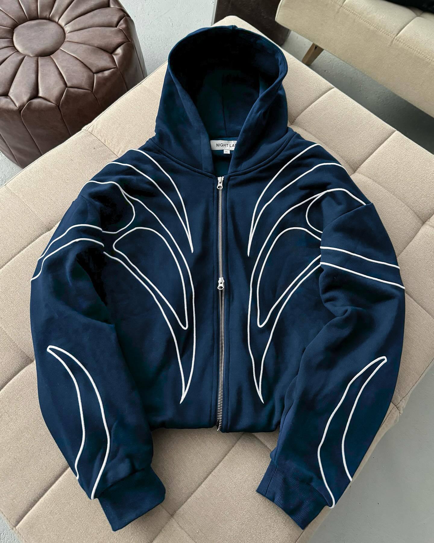 Loose-fitting Trendy Streetwear Hooded Sweatshirt With Embroidery For Women